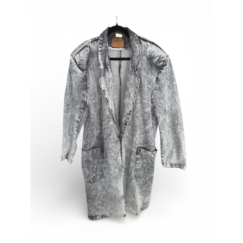 Vintage Umen Gray Denim Long Coat Grundge Style Mens Large